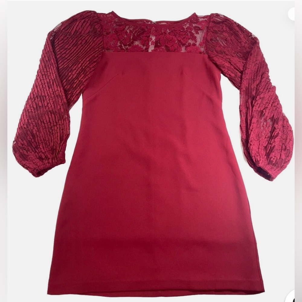 ❤️White House Black Market Red/burgundy Party Dress Lace Long Sleeves Sz 6 NWT❤️